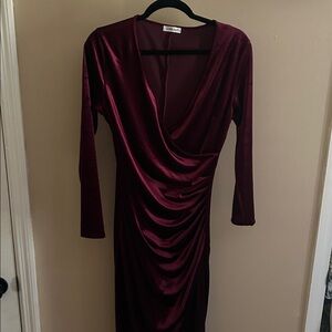 Elegant Burgundy Velvet Dress